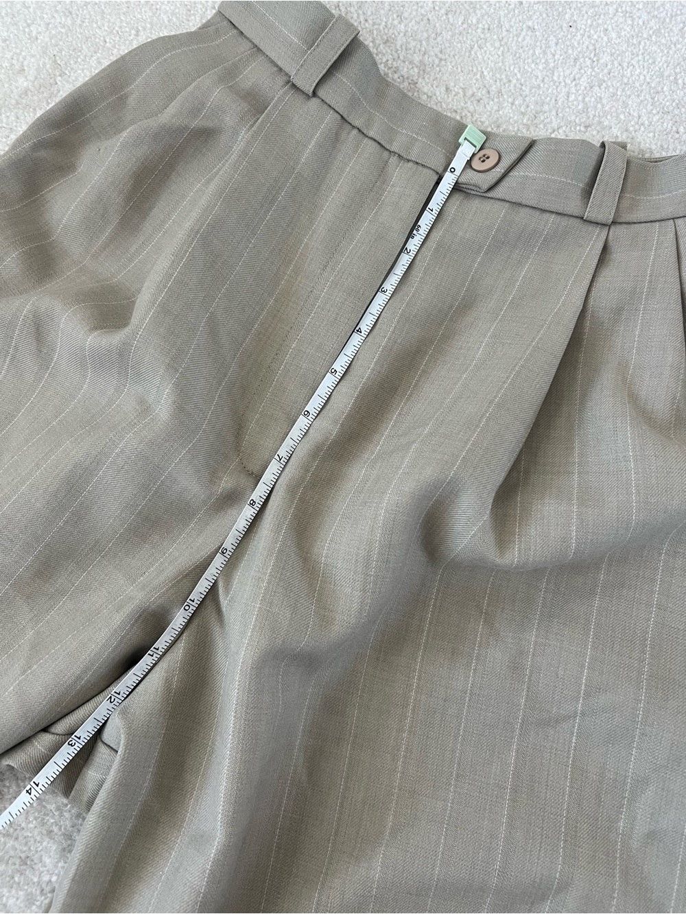 High-Rise Taupe Pinstripe Pleated Women's Trousers - Picture 7 of 7